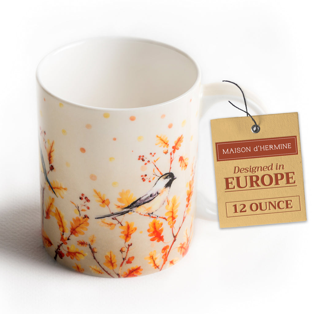 Oak Leaves Fine Bone China Coffee Mugs