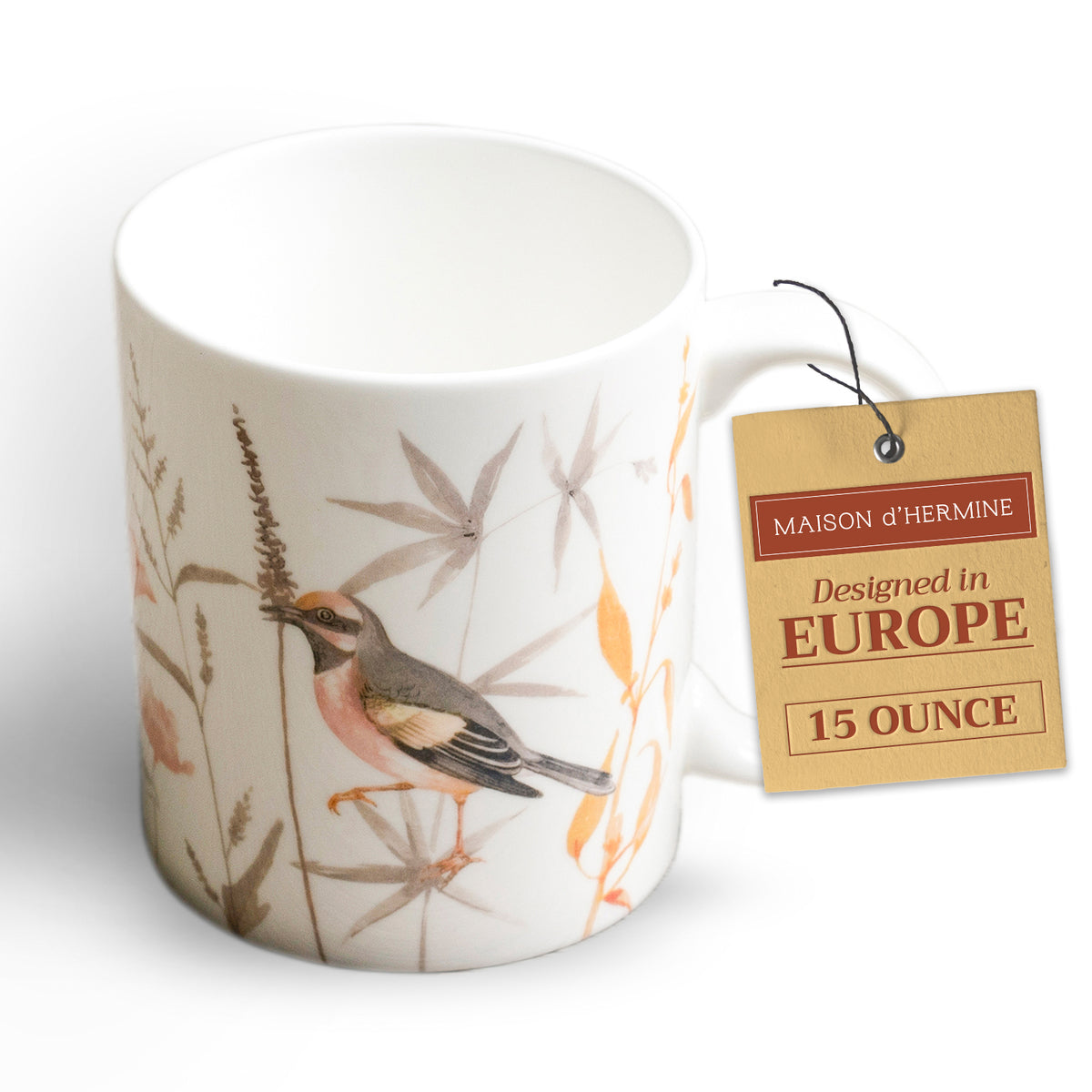 Meadow Florals - Beige Fine Bone China Coffee Mugs