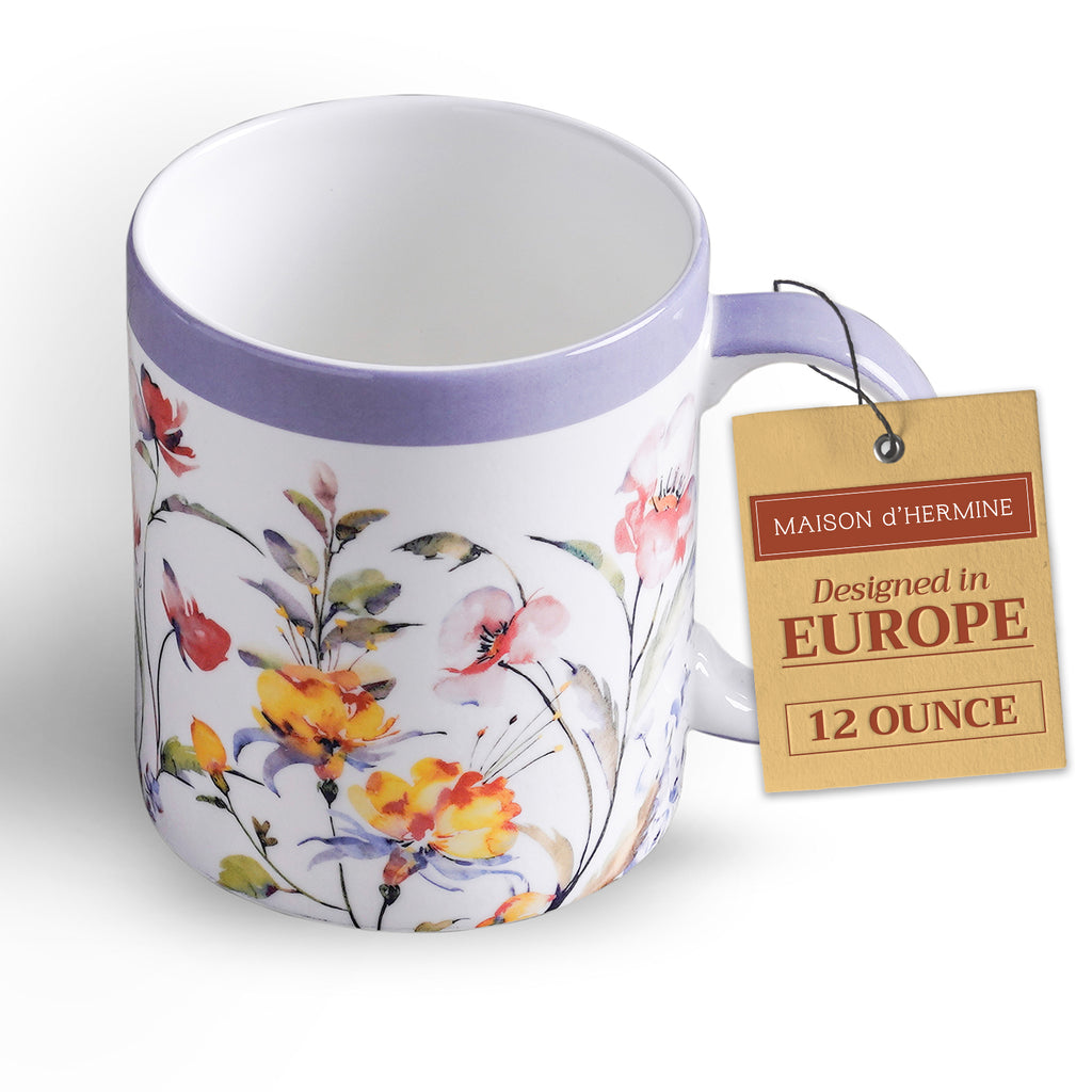 Summer Floral Fine Bone China Coffee Mugs