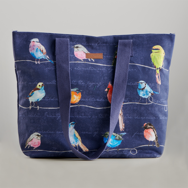 Birdies on Wire Canvas Tote Bags