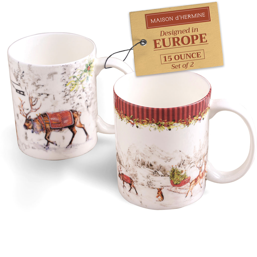 Christmas Tradition Fine Bone China Coffee Mugs
