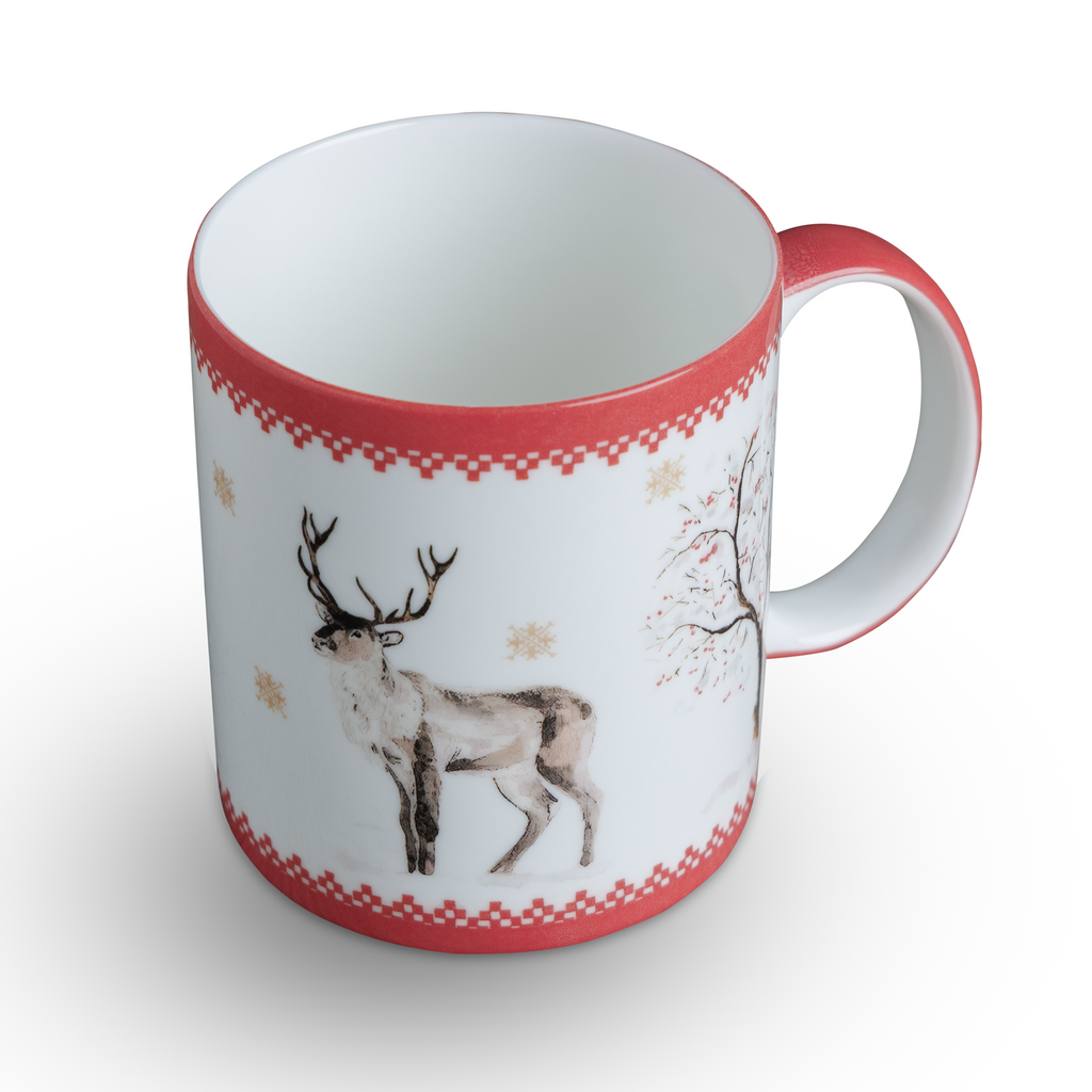 Rural Christmas Fine Bone China Coffee Mugs