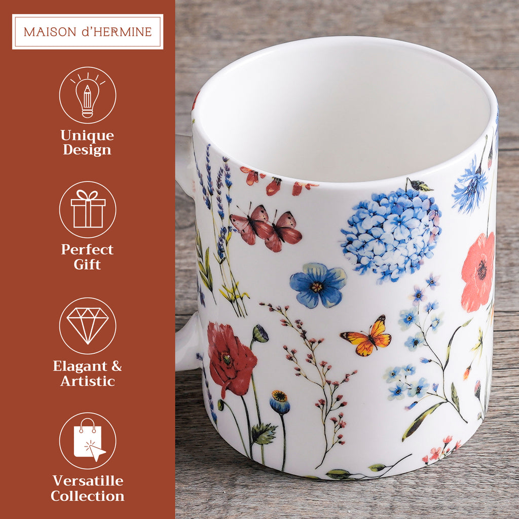 Just Floral Fine Bone China Coffee Mugs
