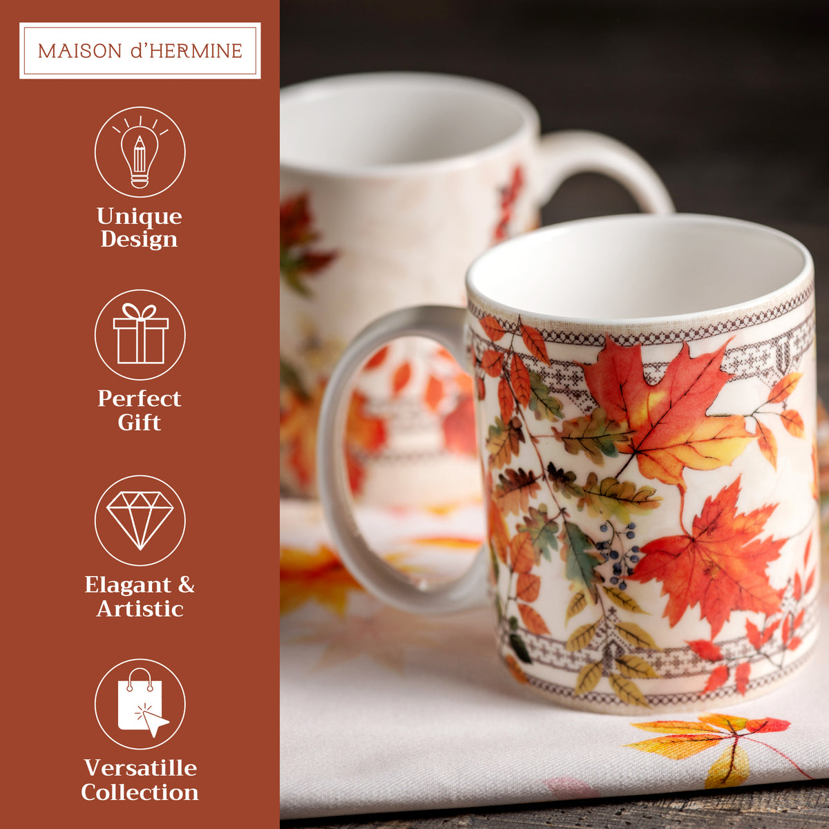 Amarante Fine Bone China Coffee Mugs