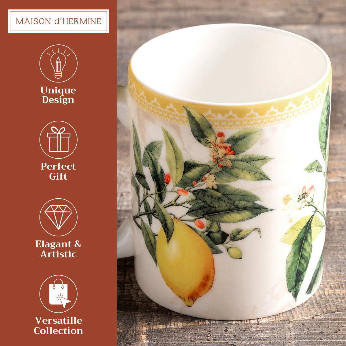 Limoncello Fine Bone China Coffee Mugs