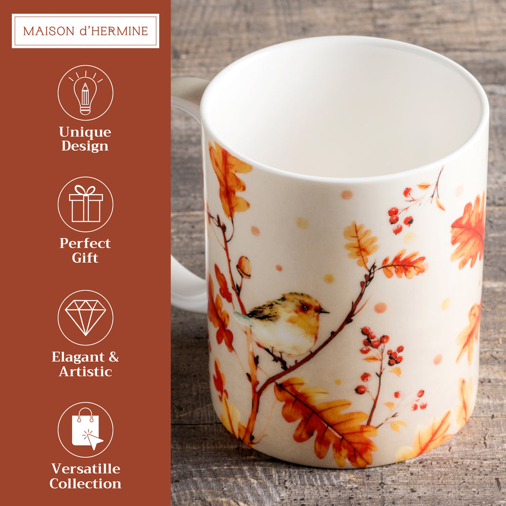Oak Leaves Fine Bone China Coffee Mugs
