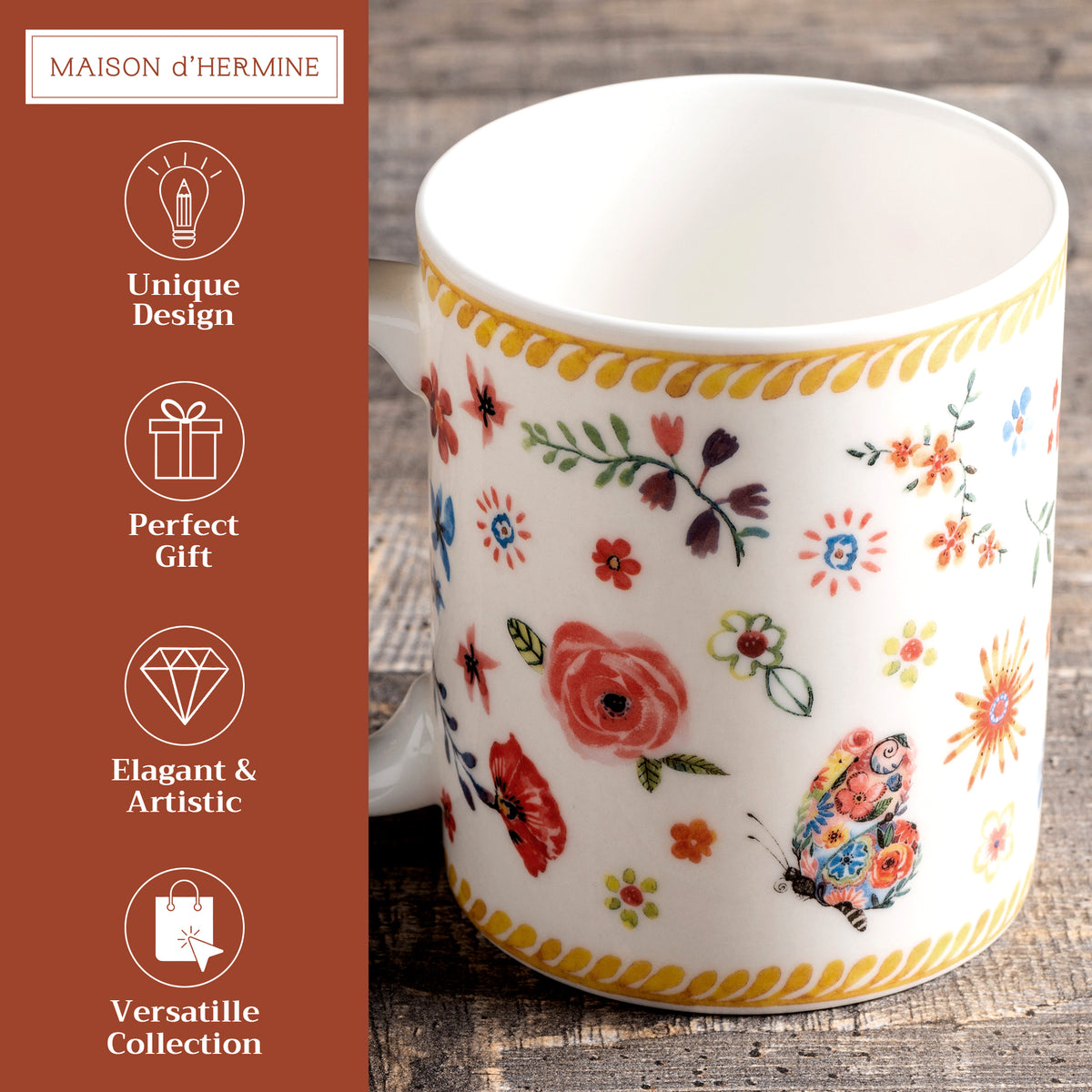 Happy Florals - Sweety Fine Bone China Coffee Mugs