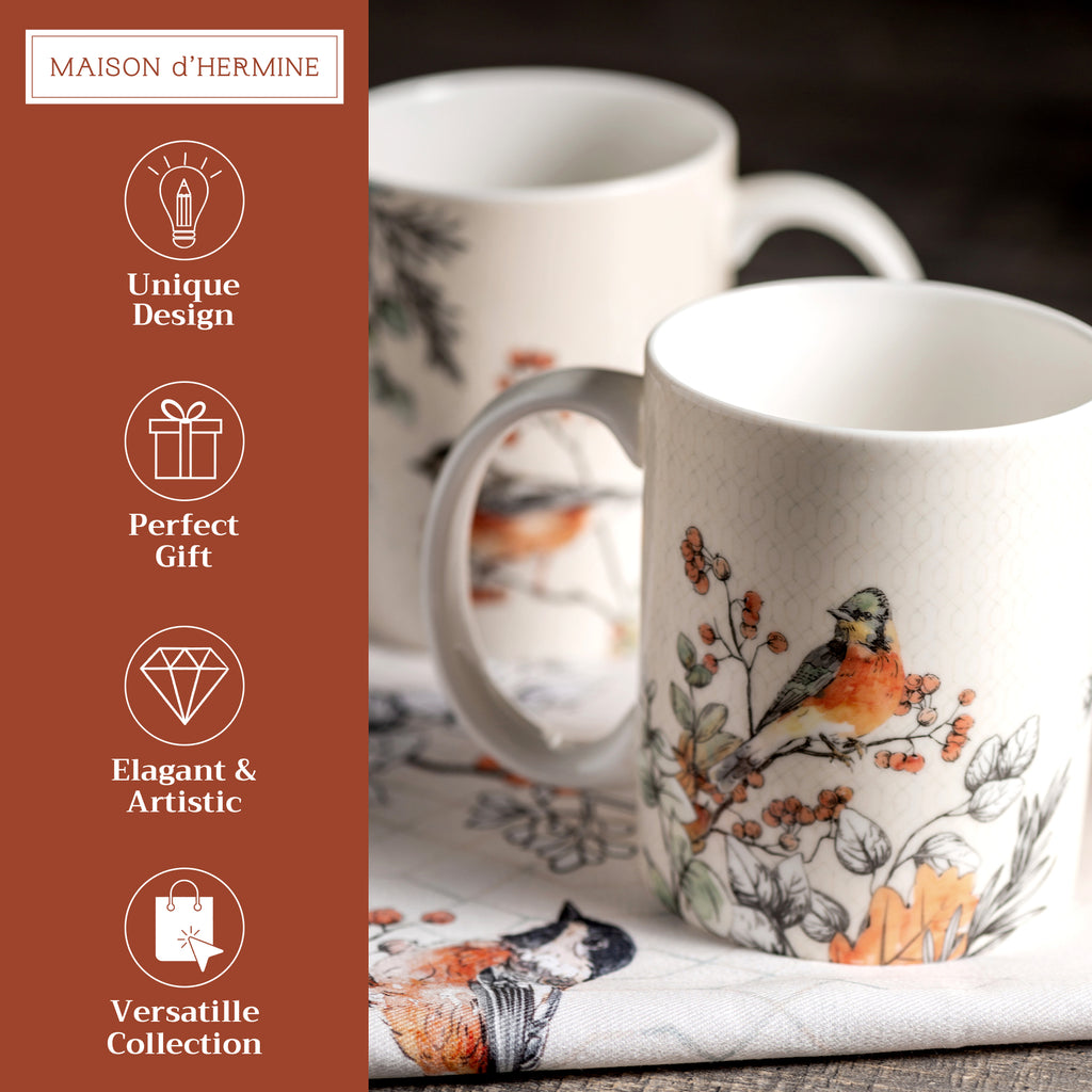 Whitish Shabby Chique Fine Bone China Coffee Mugs