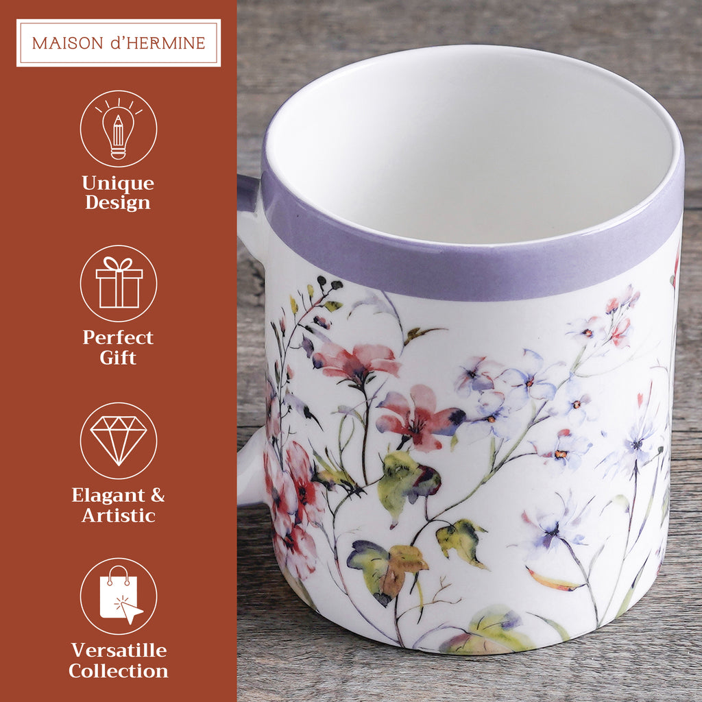 Summer Floral Fine Bone China Coffee Mugs