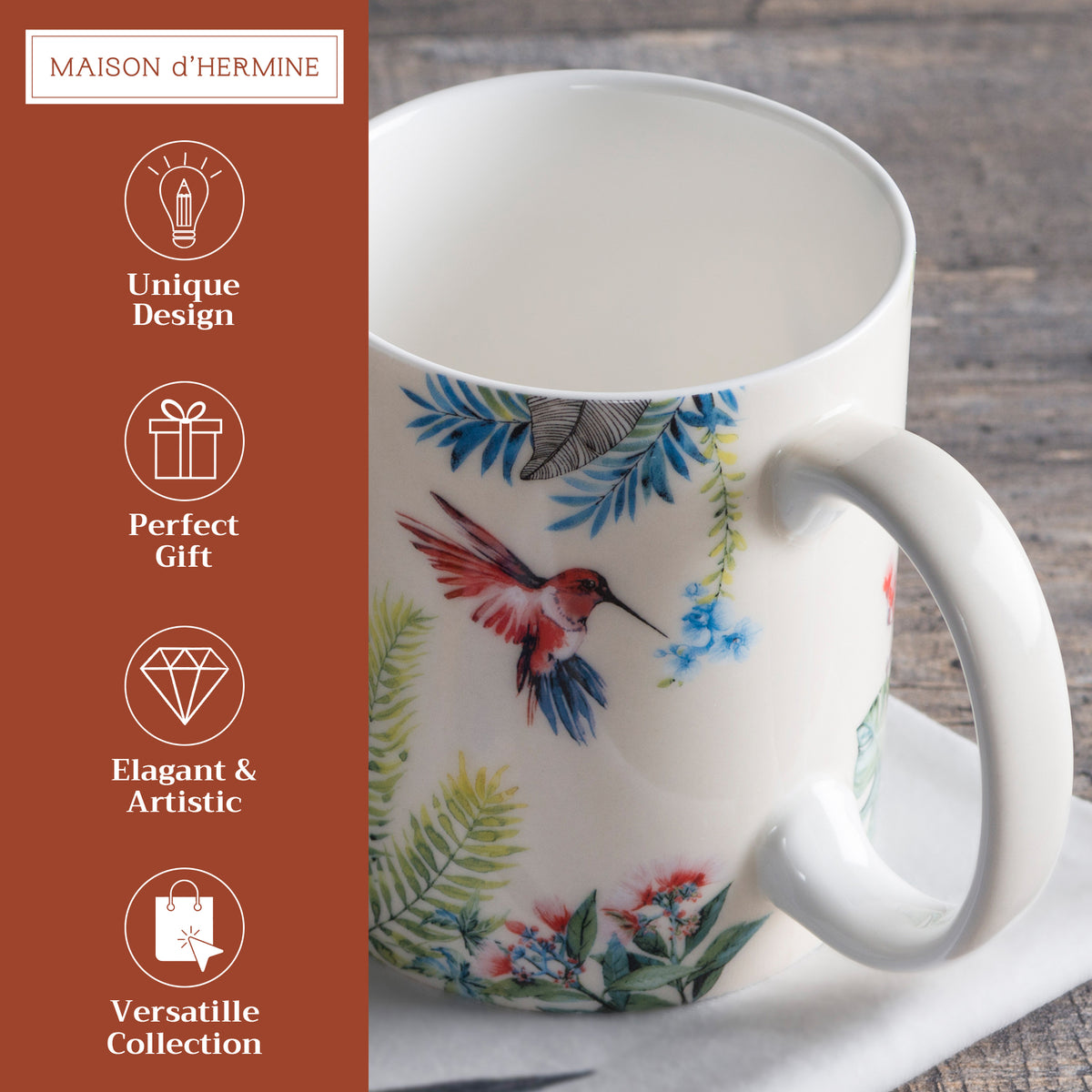 Tropiques Fine Bone China Coffee Mugs