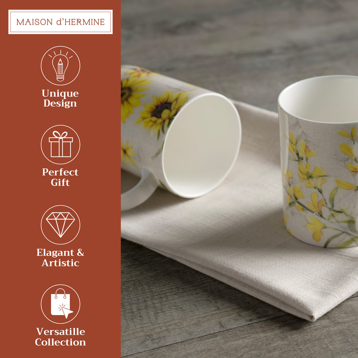 Candice Fine Bone China Coffee Mugs