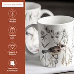 Meadow Florals - Brown Fine Bone China Coffee Mugs