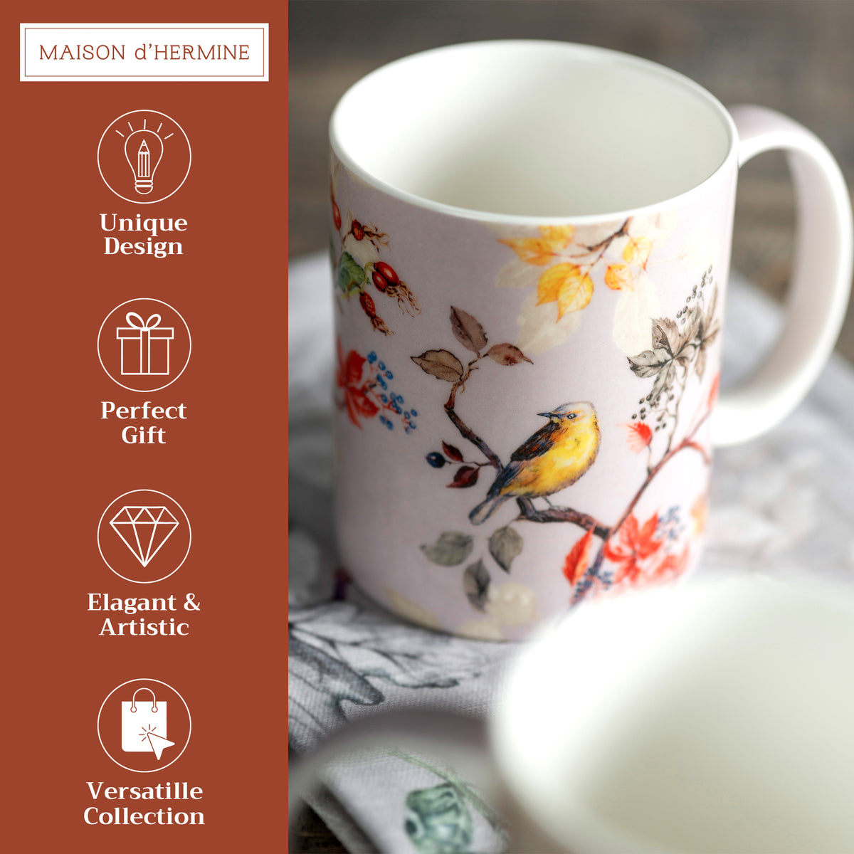 Equinoxe - Grey Fine Bone China Coffee Mugs