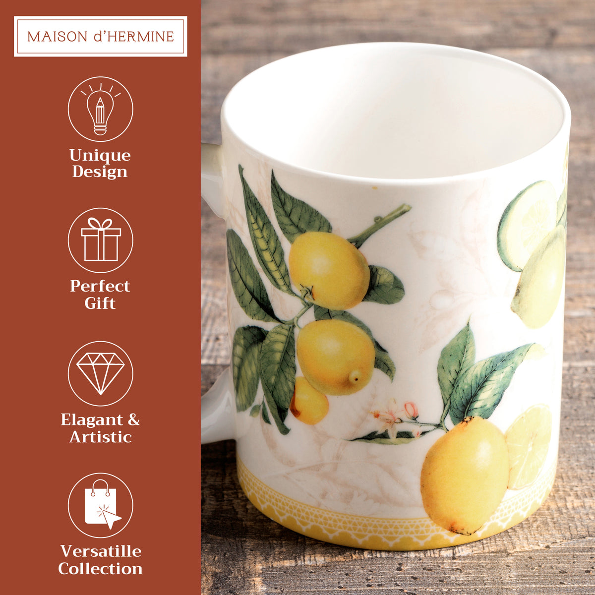 Limoncello Fine Bone China Coffee Mugs