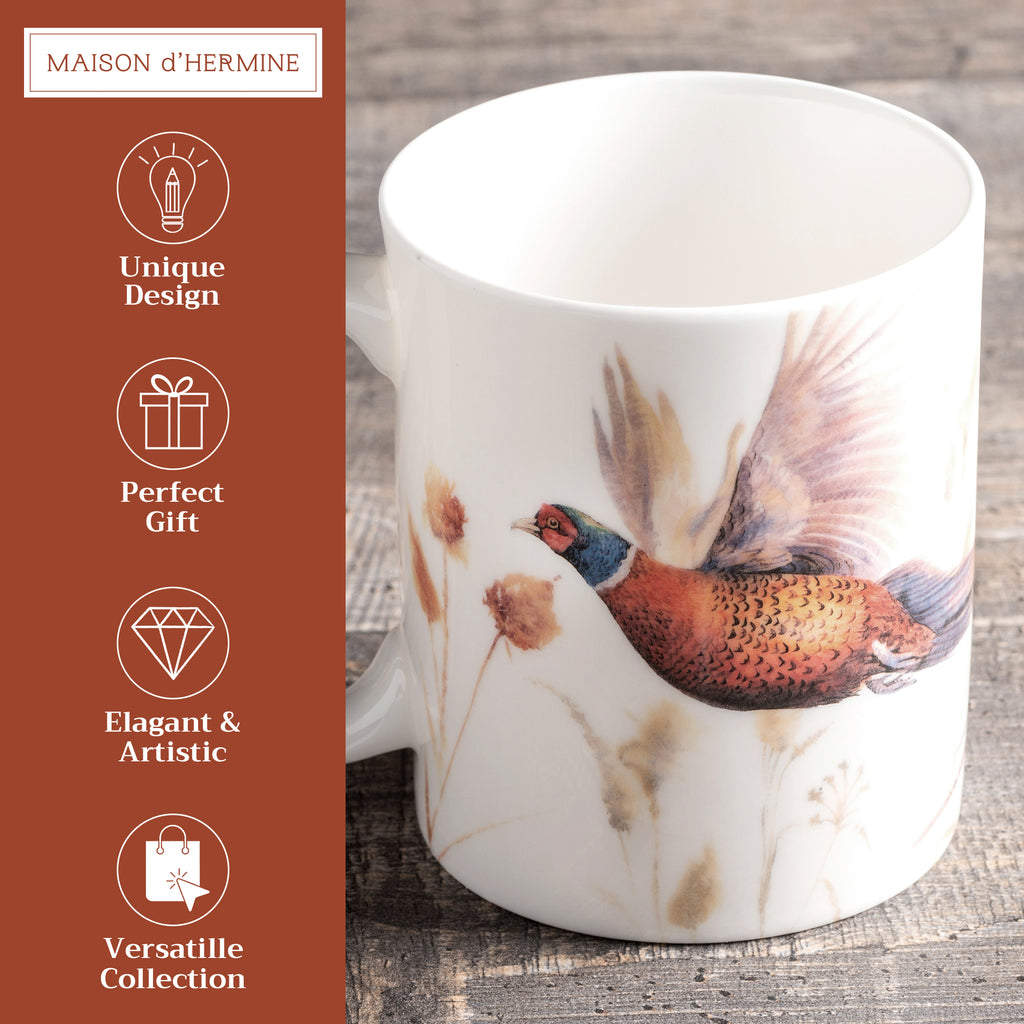 Faisan D'Automne Fine Bone China Coffee Mugs