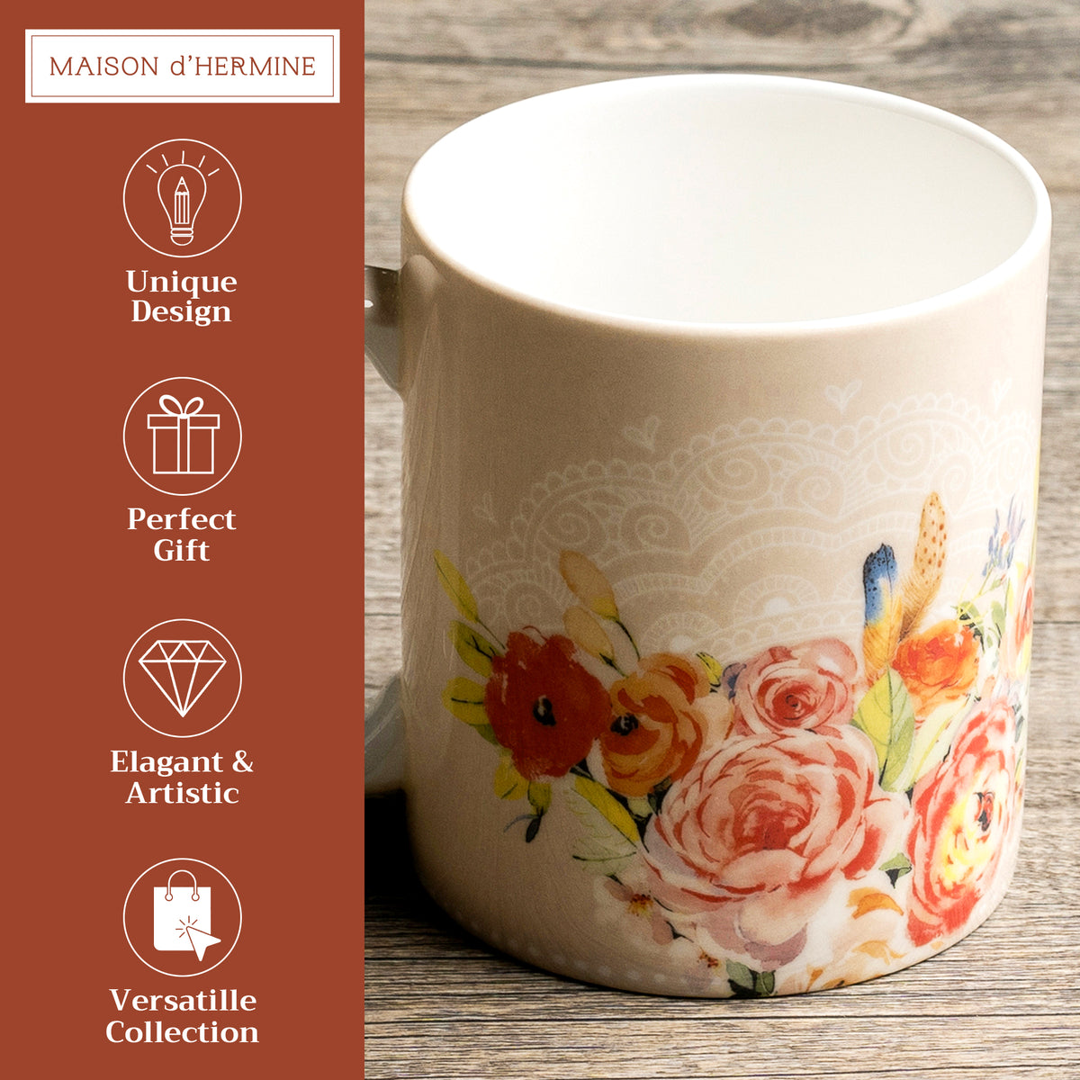 Ibiza - Beige Fine Bone China Coffee Mugs