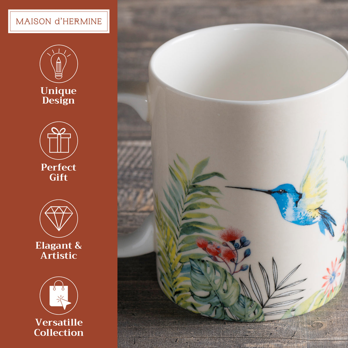 Tropiques Fine Bone China Coffee Mugs