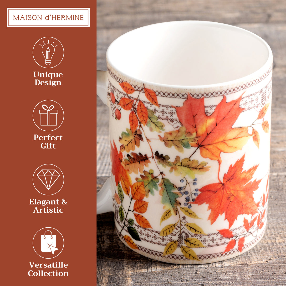 Amarante Fine Bone China Coffee Mugs