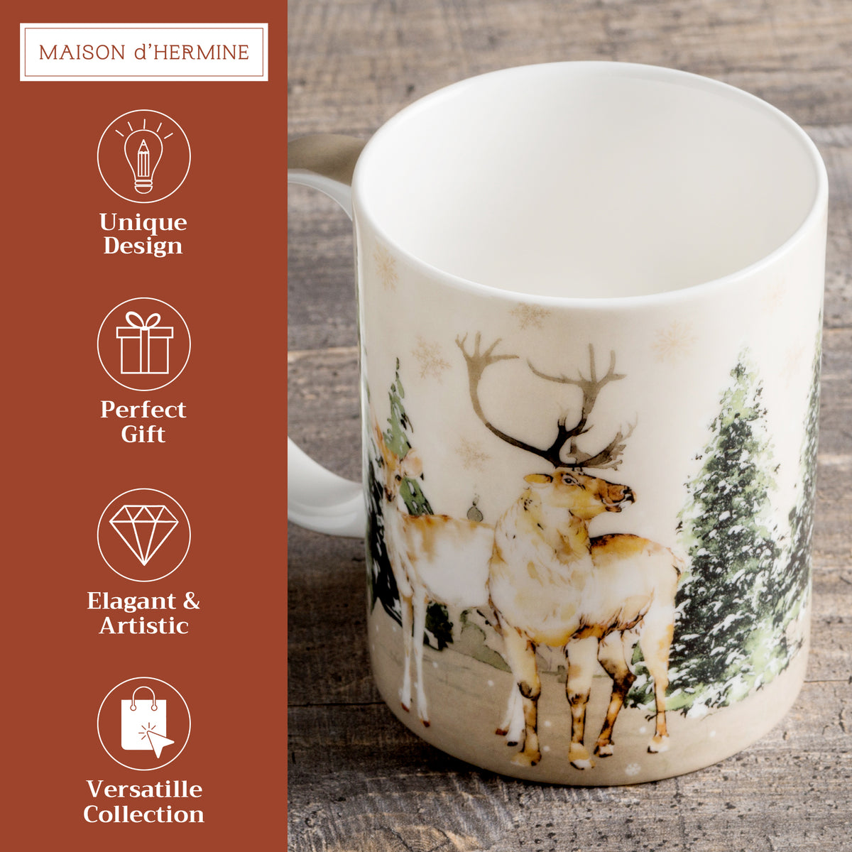 Deer In The Woods Fine Bone China Coffee Mugs