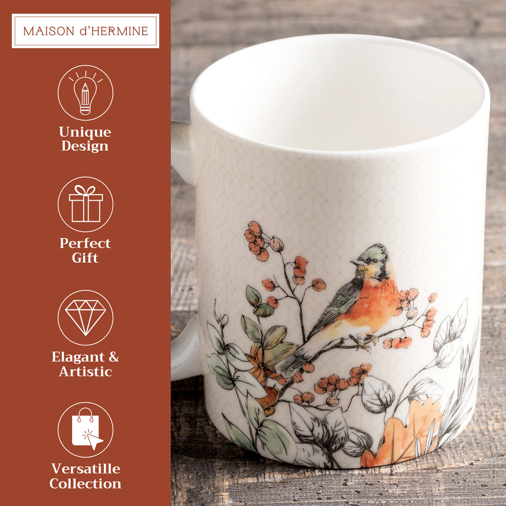 Whitish Shabby Chique Fine Bone China Coffee Mugs