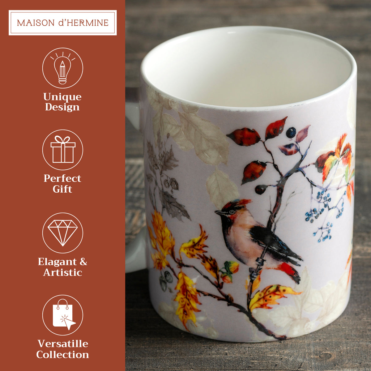 Equinoxe - Grey Fine Bone China Coffee Mugs