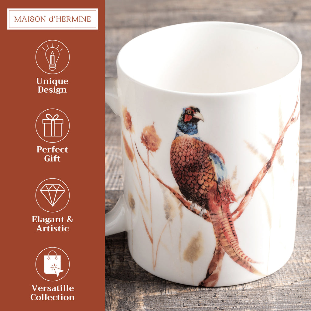 Faisan D'Automne Fine Bone China Coffee Mugs