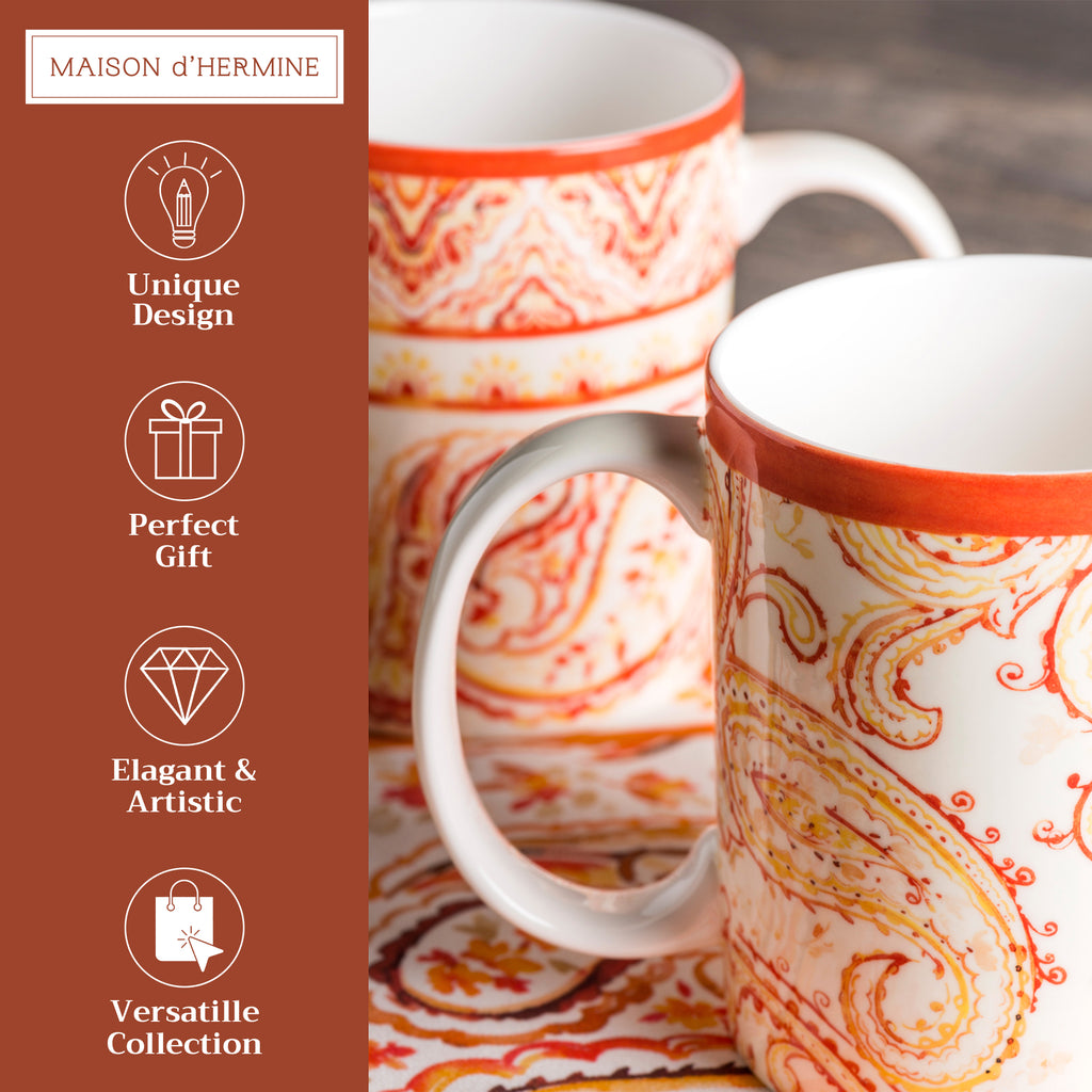 Palatial Paisley Fine Bone China Coffee Mugs