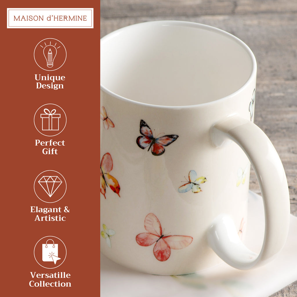 Botanical Fresh Fine Bone China Coffee Mugs