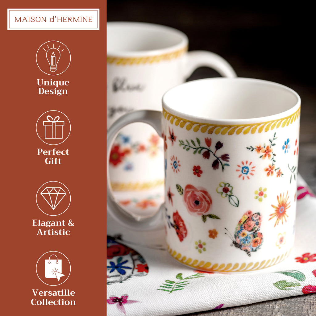 Happy Florals - Sweety Fine Bone China Coffee Mugs