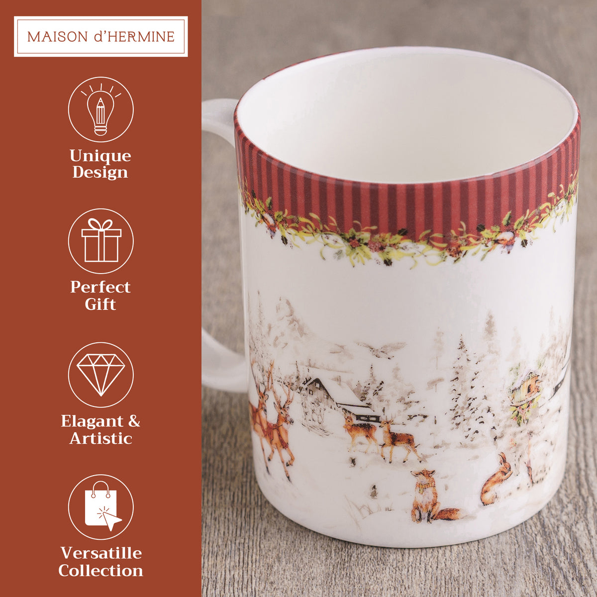 Christmas Tradition Fine Bone China Coffee Mugs