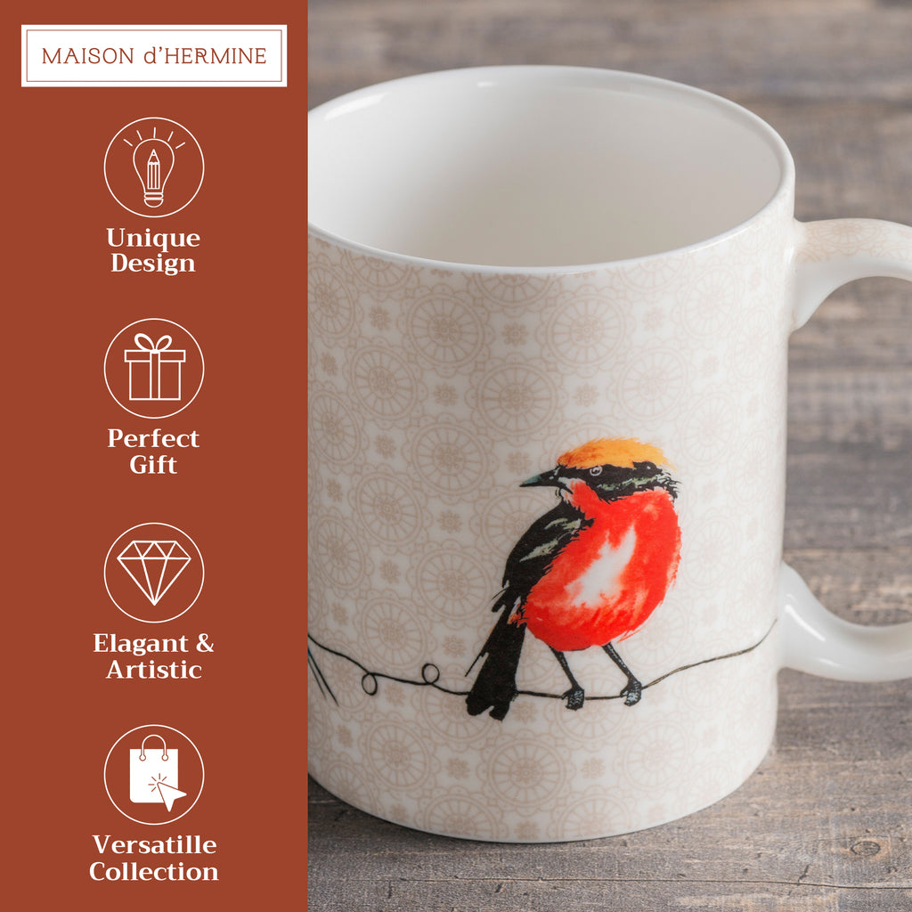 Birdies on Wire Fine Bone China Coffee Mugs