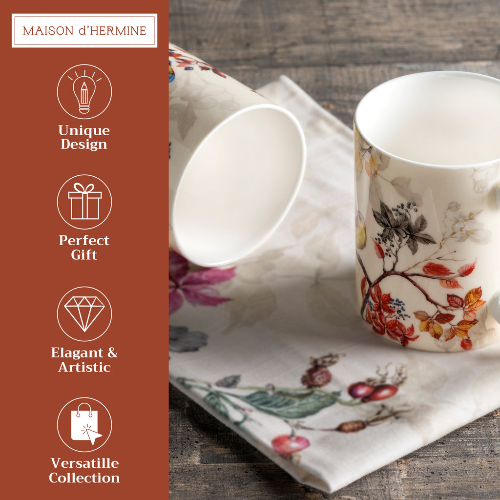 Equinoxe - Beige Fine Bone China Coffee Mugs