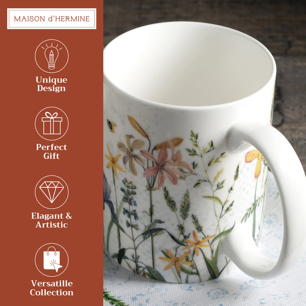 Fleurs De Mai Fine Bone China Coffee Mugs