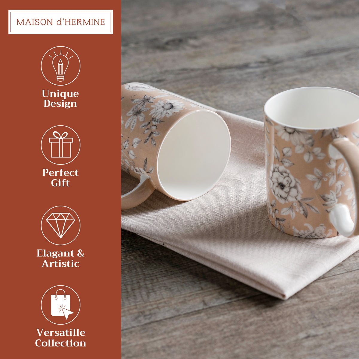 Pretty Autumn Fine Bone China Coffee Mugs