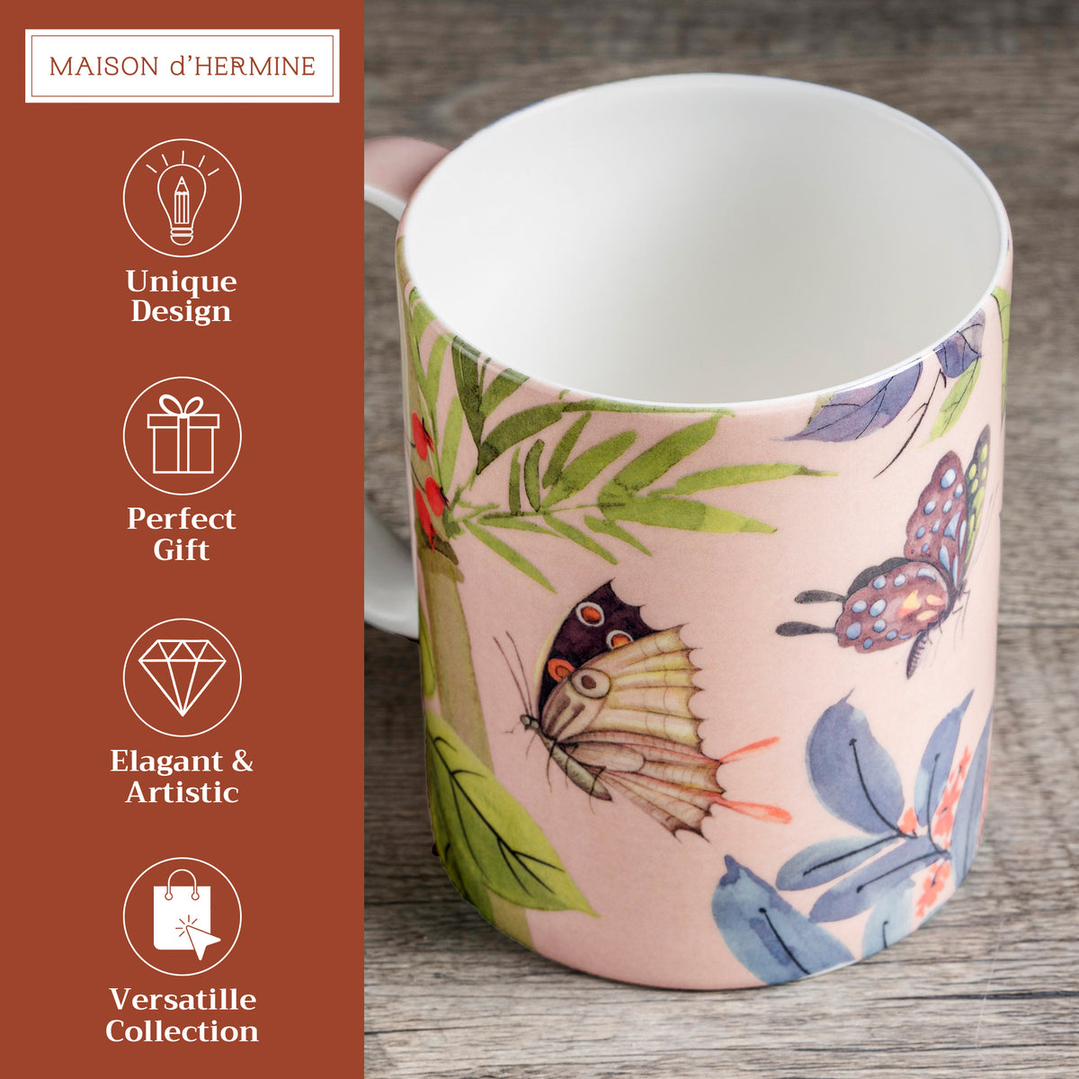 Canne Fine Bone China Coffee Mugs