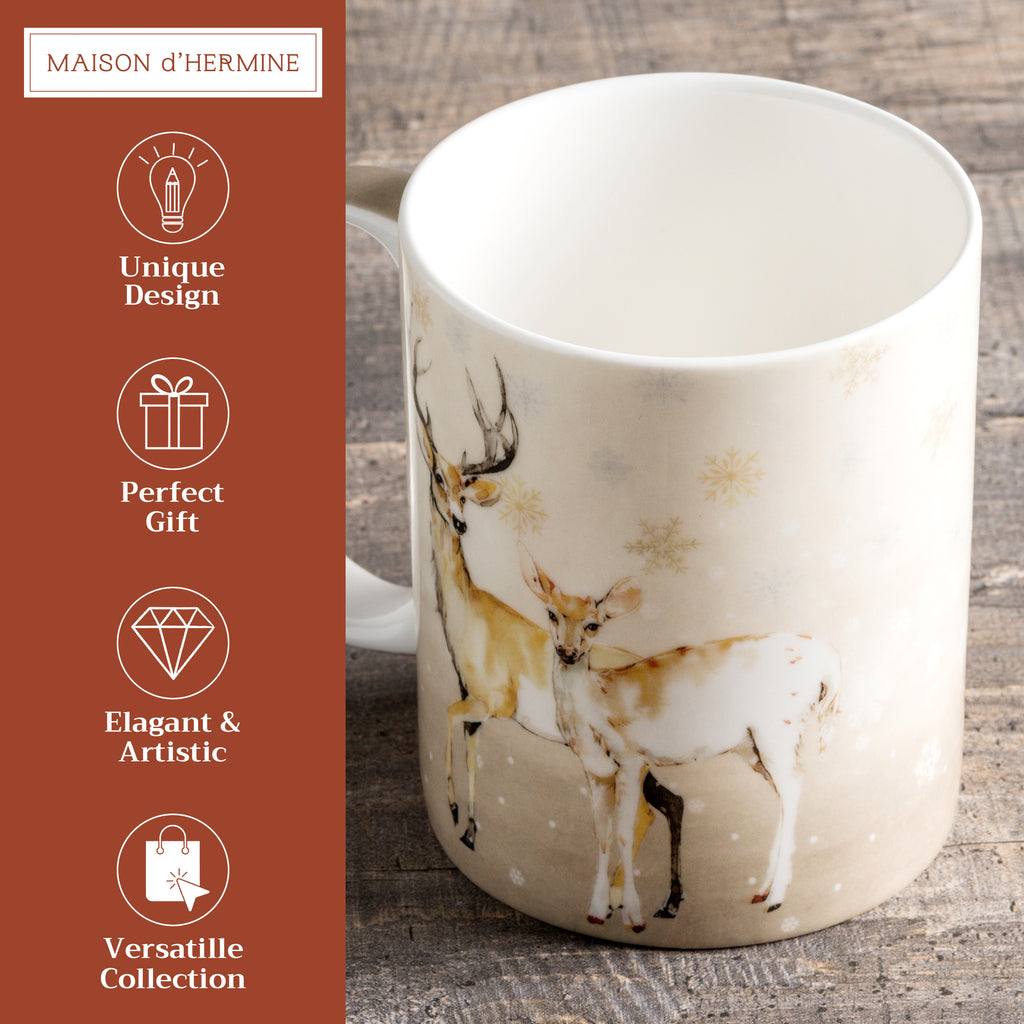 Deer In The Woods Fine Bone China Coffee Mugs