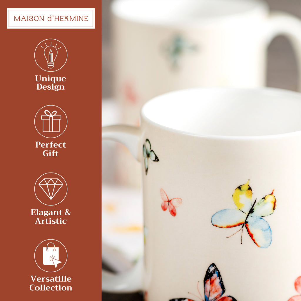 Botanical Fresh Fine Bone China Coffee Mugs
