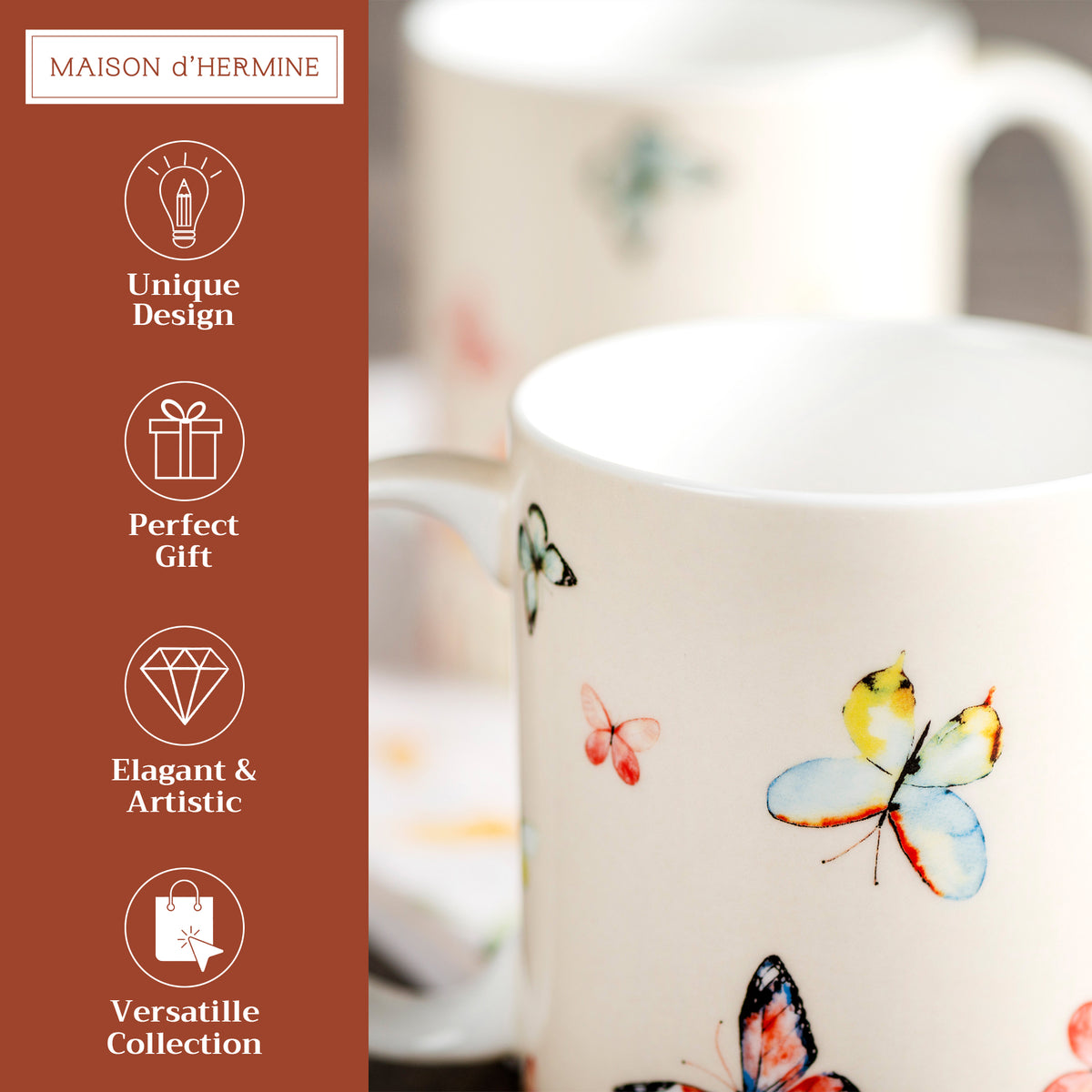 Botanical Fresh Fine Bone China Coffee Mugs