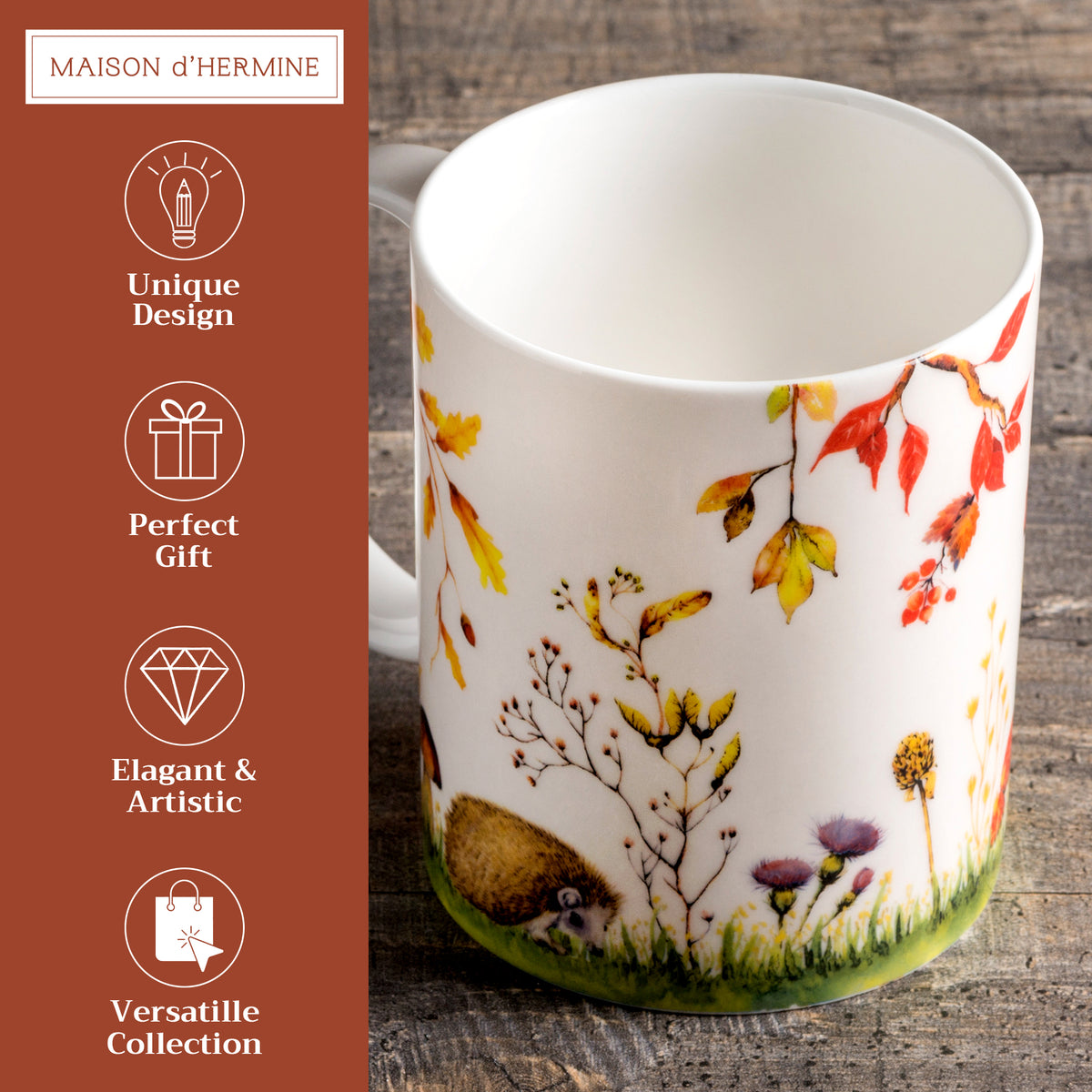 Sous-Bois Fine Bone China Coffee Mugs