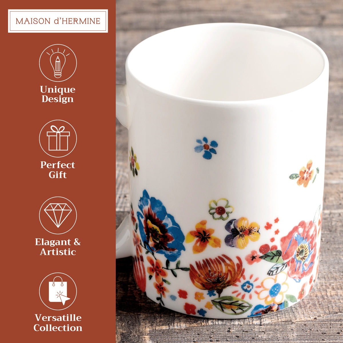 Happy Florals - High Summer Fine Bone China Coffee Mugs