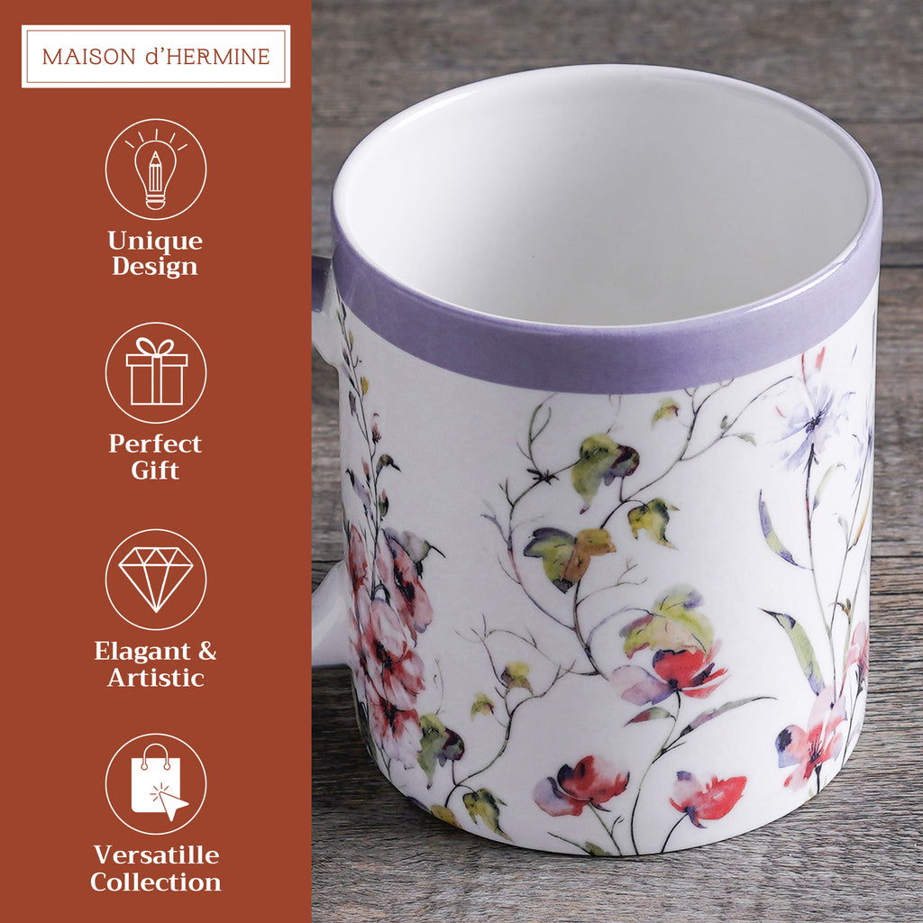 Summer Floral Fine Bone China Coffee Mugs