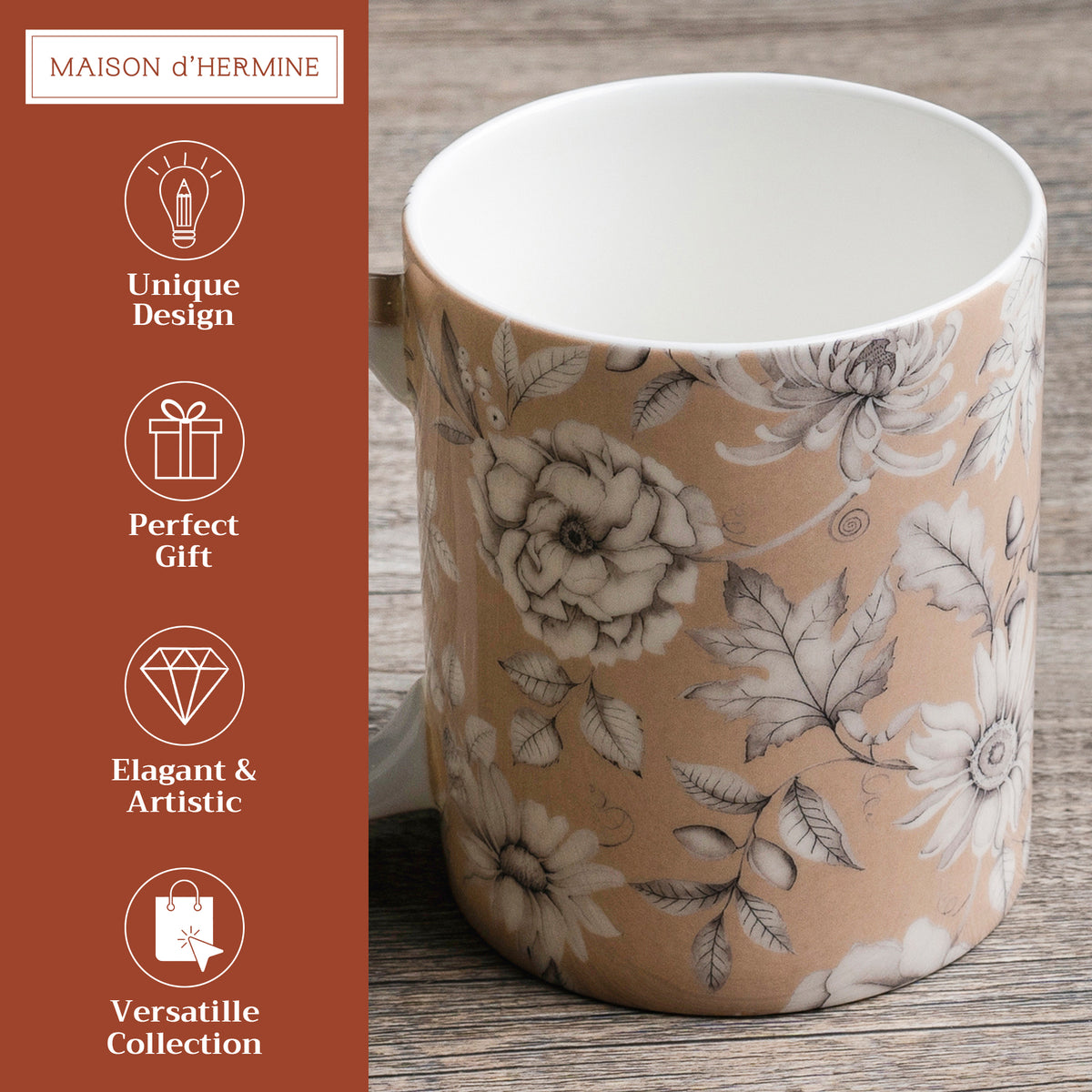 Pretty Autumn Fine Bone China Coffee Mugs