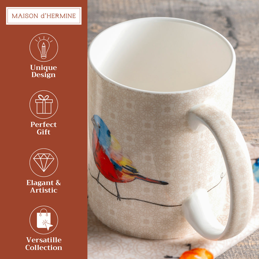 Birdies on Wire Fine Bone China Coffee Mugs