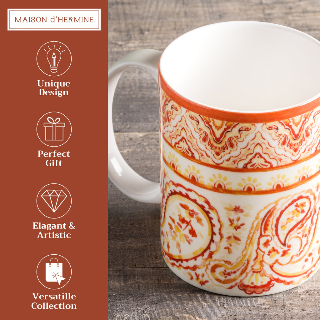 Palatial Paisley Fine Bone China Coffee Mugs