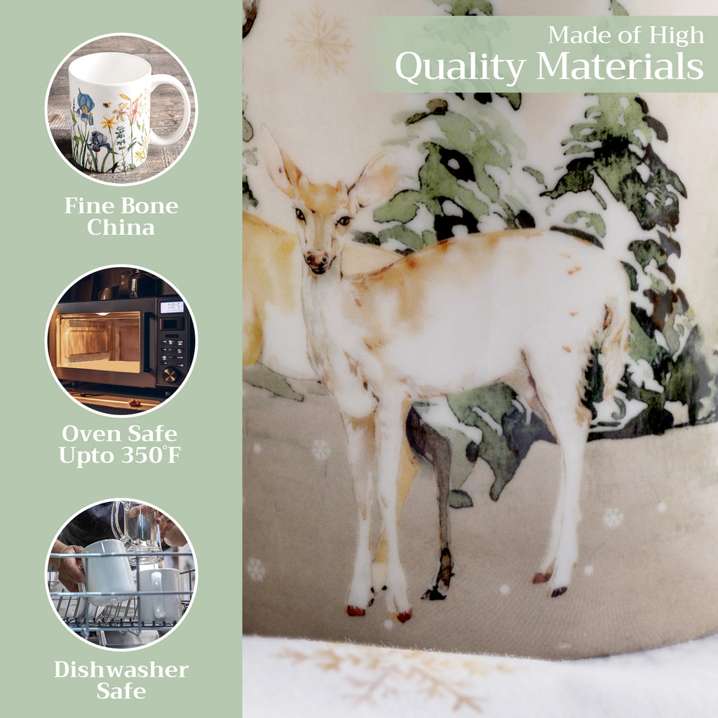 Deer In The Woods Fine Bone China Coffee Mugs
