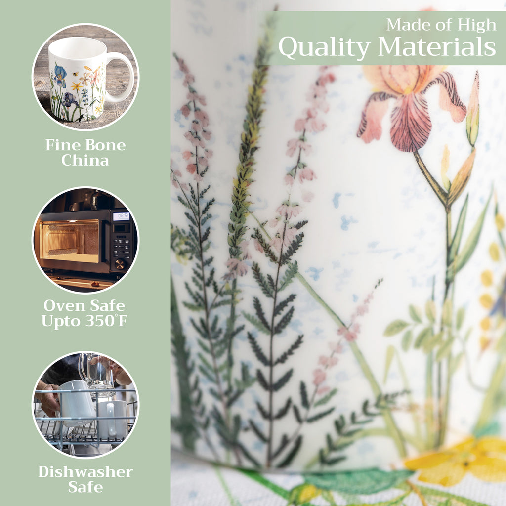 Fleurs De Mai Fine Bone China Coffee Mugs