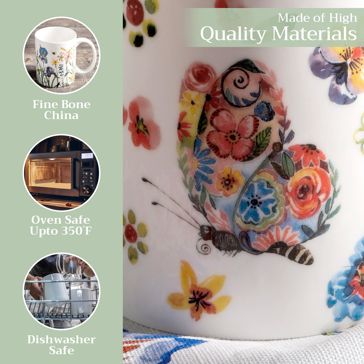 Happy Florals - High Summer Fine Bone China Coffee Mugs