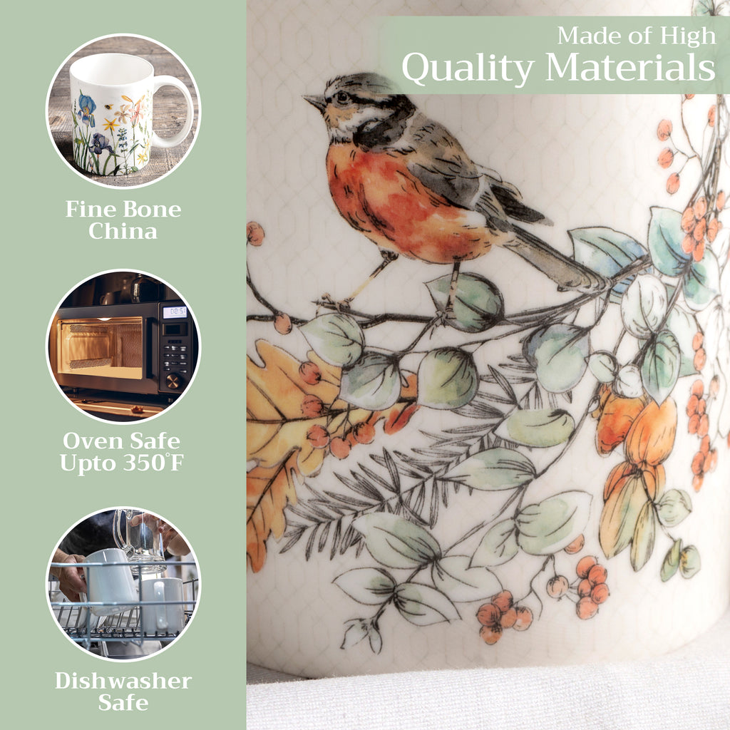 Whitish Shabby Chique Fine Bone China Coffee Mugs