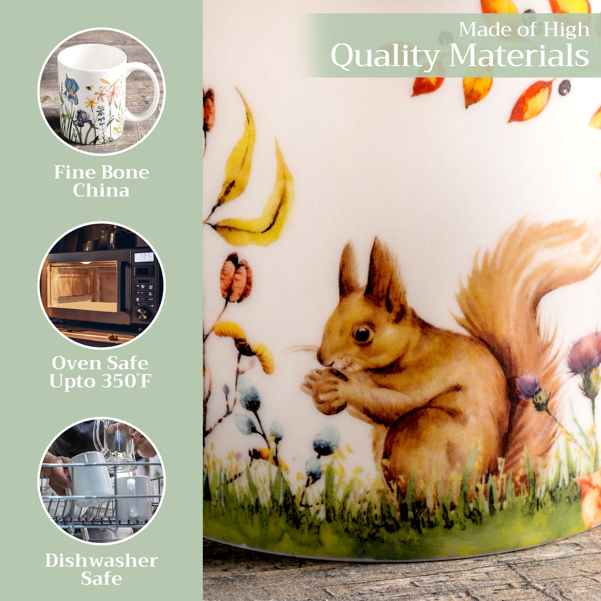 Sous-Bois Fine Bone China Coffee Mugs