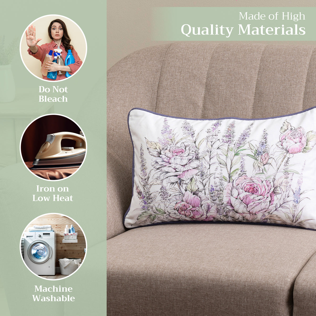 Rose Lavender Sage Throw Pillow Covers